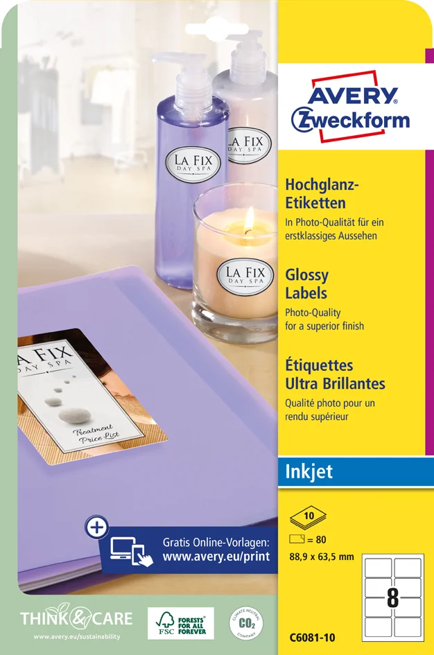 AVERY Zweckform Etiquette ovale jet d'encre/Glossy - OEM C6080-10