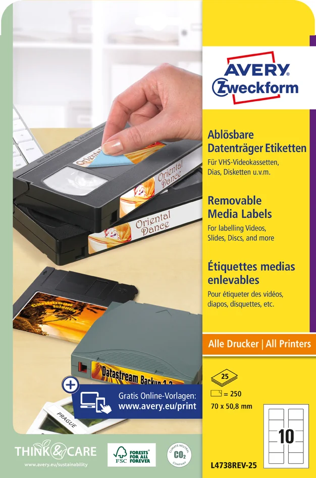 AVERY Zweckform Etiquette Stick+Lift pour disquettes 3,5' - OEM L4738REV-25