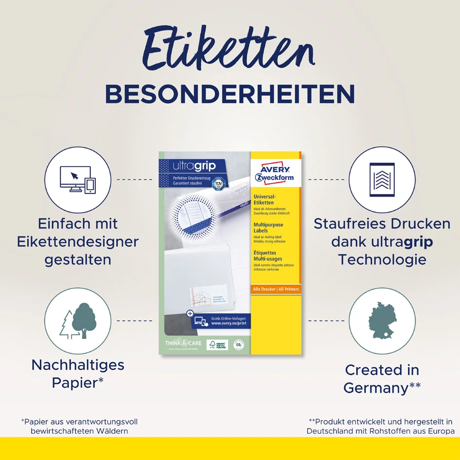 AVERY Zweckform Etiquette universelle, 105 x 37 mm, blanc - OEM 3484 – Image 5