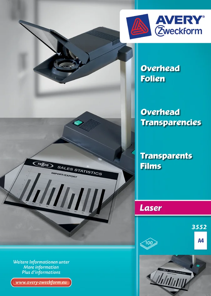 AVERY Zweckform Transparents pour rétroprojecteur, A4, clair - OEM 3562