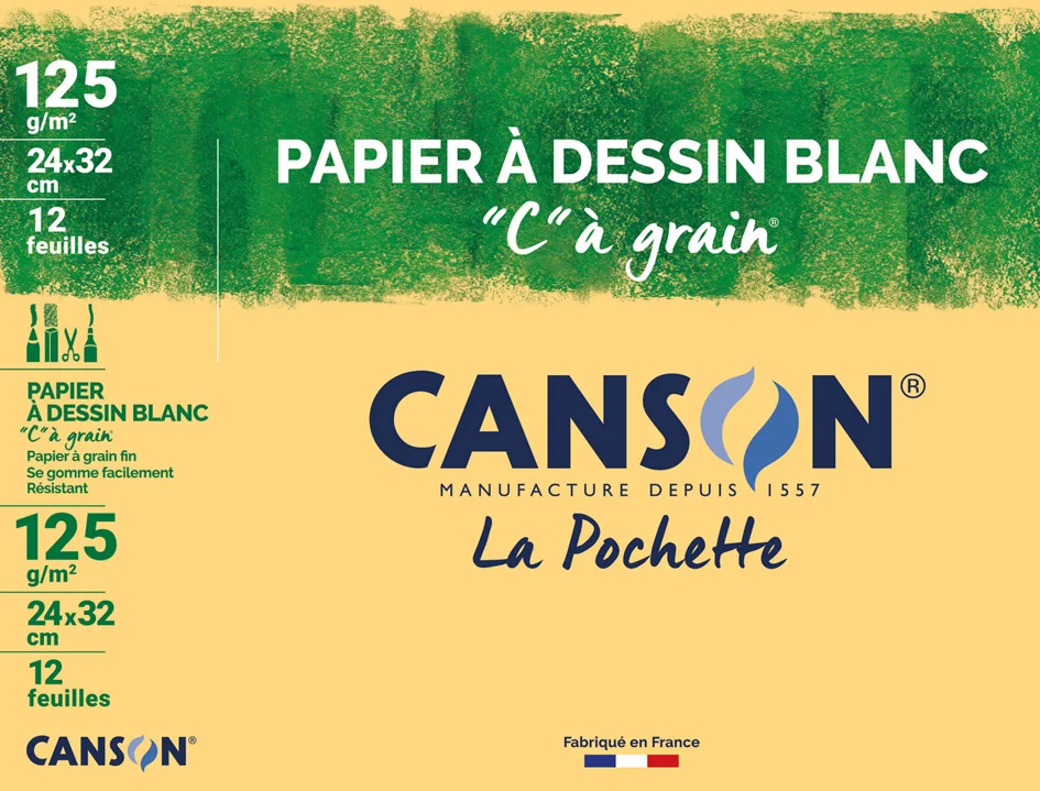 CANSON Papier à dessin 'C' à grain, 320 x 240 mm, 224 g/m2 - OEM C200027103