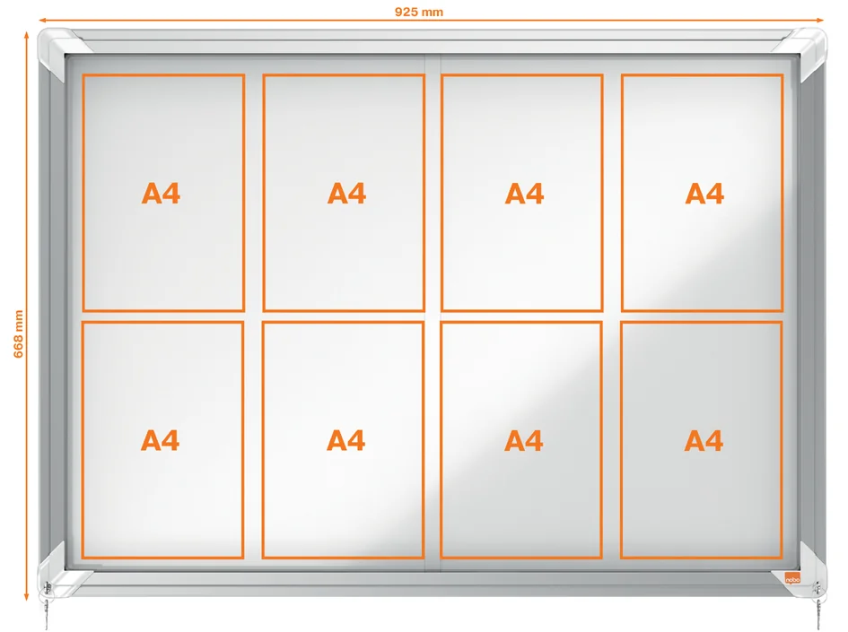 nobo Vitrine, porte coulissante, fond en métal, 15 x A4 - OEM 1902609