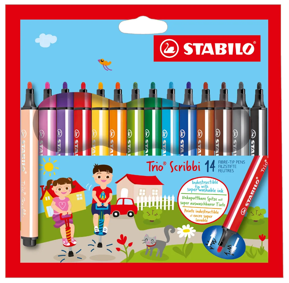 STABILO Feutre Trio Scribbi, étui en carton de 8 - OEM 368/8-01