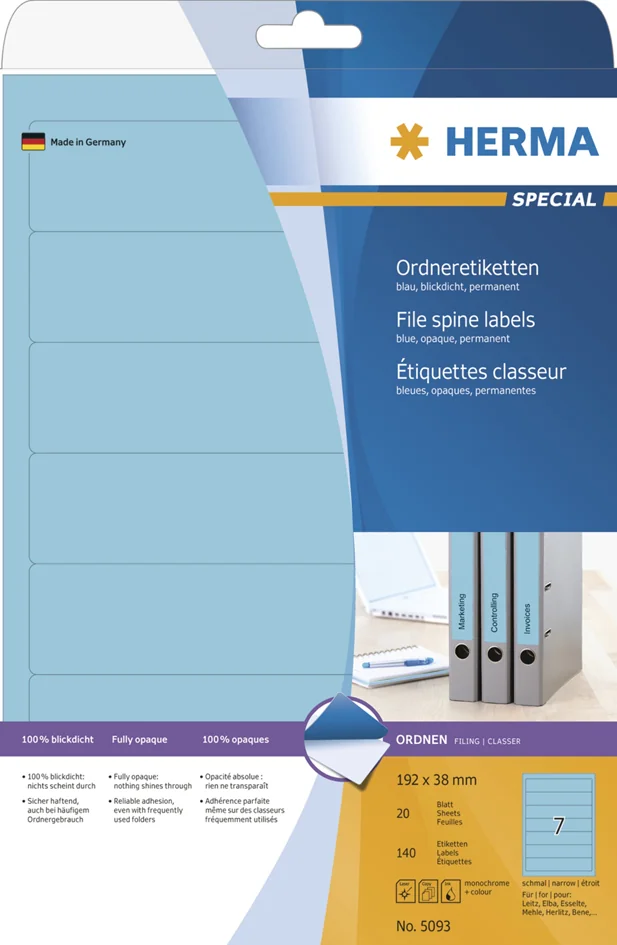 HERMA Etiquette pour classeur SPECIAL, 192 x 38 mm, vert - OEM 5094