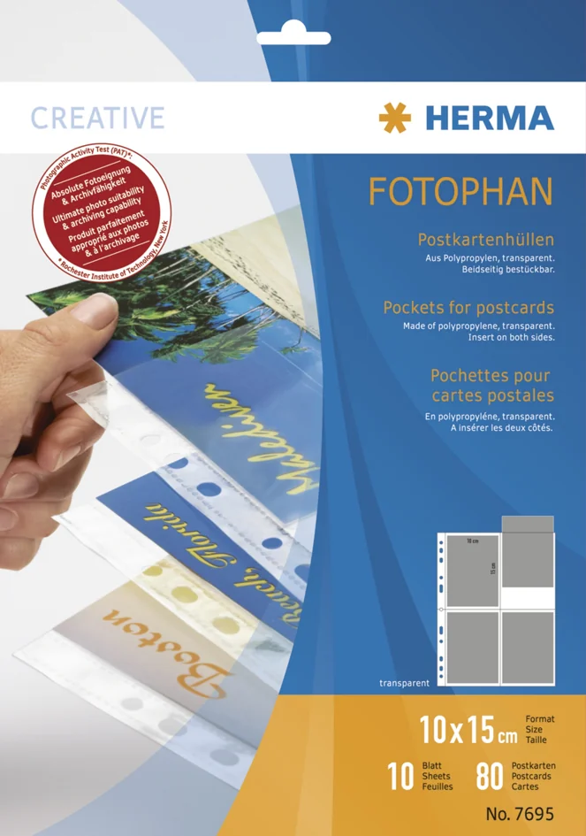 HERMA pochette pour carte postale, pour cartes 10 x 15 cm - OEM 7695