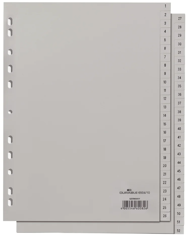 DURABLE Intercalaires en plastique, chiffres, A4, 31 touches - OEM 6523-10