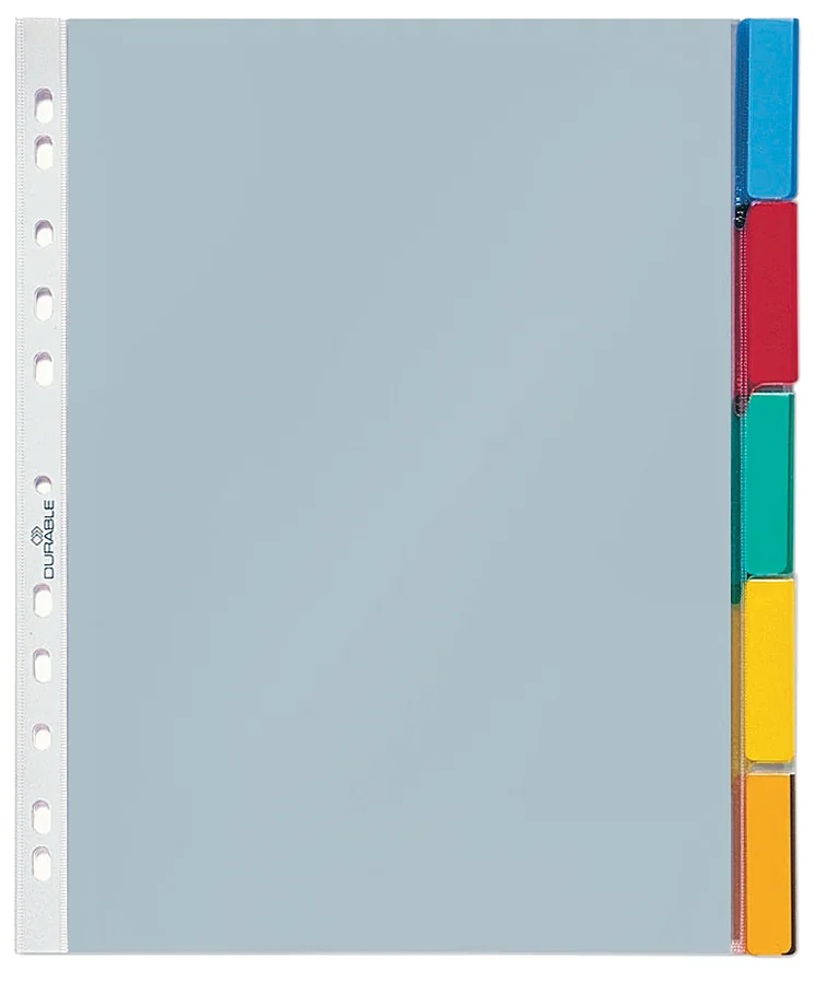 DURABLE Pochettes intercalaires, 5 touches, transparent, A4 - OEM 6630-19