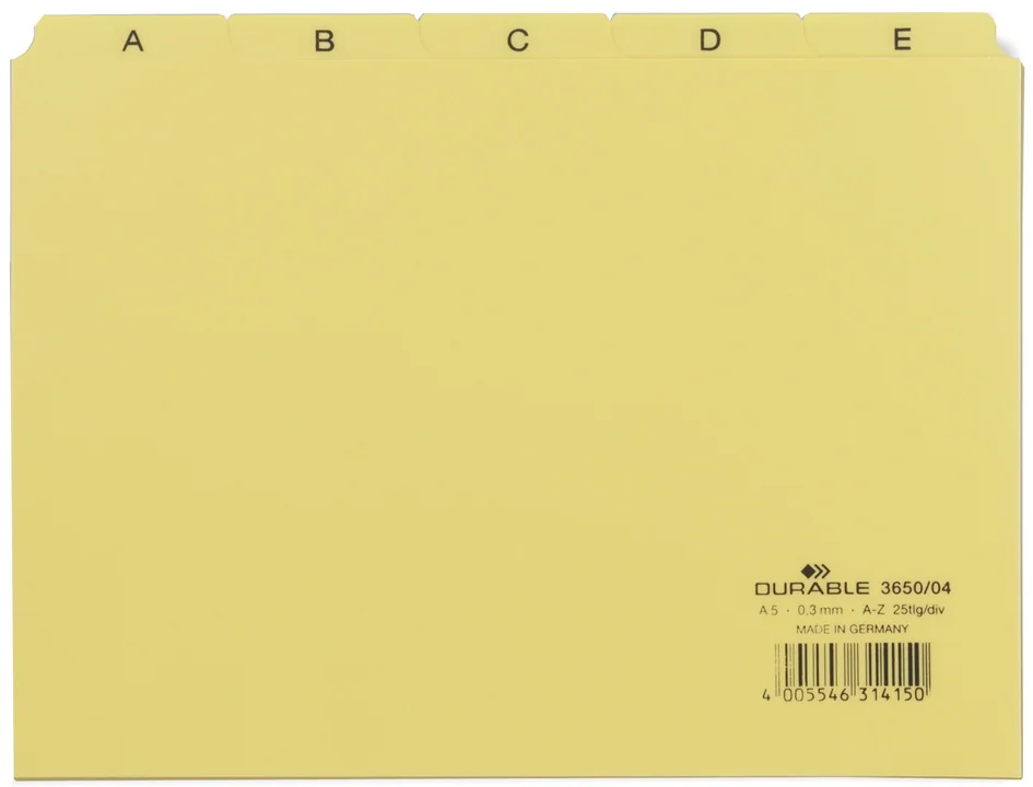 DURABLE intercalaire A - Z, en PP, format A5 paysage - OEM 3650-06