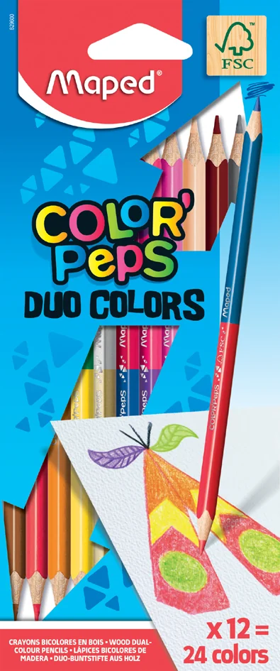 Maped Crayons bicolores COLOR'PEPS DUO, triangulaire, étui - OEM 829600FC