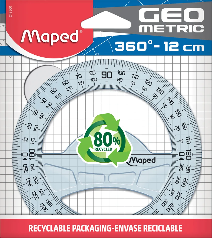 Maped Rapporteur Geometric 360 deg, 120 mm, en plastique - OEM 242360