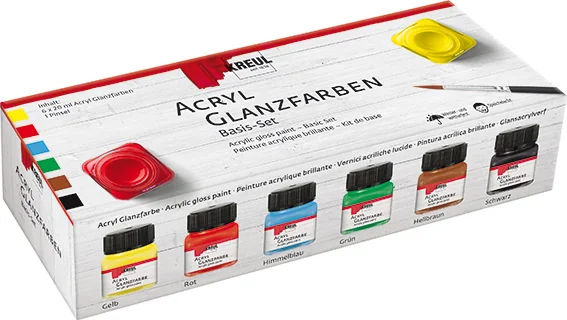 KREUL Peinture acrylique brillante, set de base 6 x 20 ml - OEM 79600