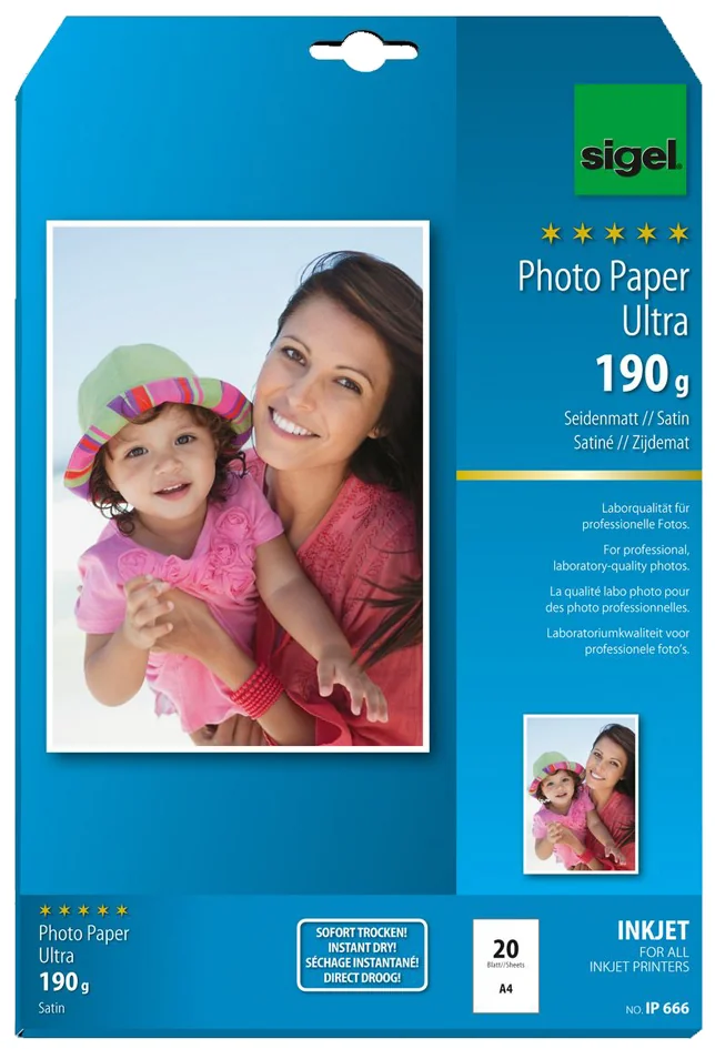 sigel Papier photo jet d'encre Ultra, satiné, A4, 260 g/m2 - OEM IP672
