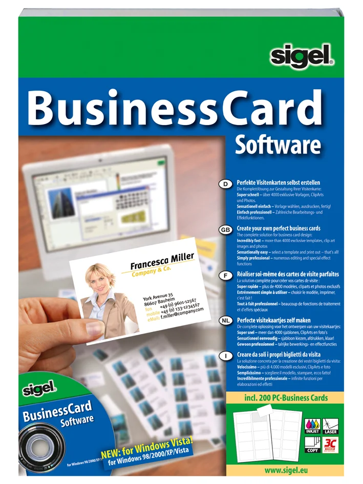 sigel Logiciel BusinessCard, pour cartes de visite - OEM SW670