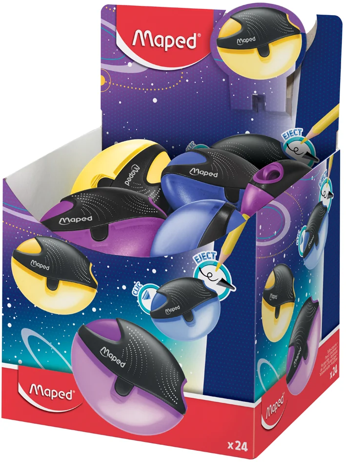 Maped Taille-crayon Galactic, en plastique, présentoir de 24 - lot de 24 - OEM 503700