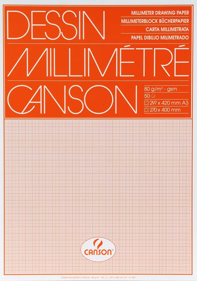 CANSON Papier millimétré, 650 x 500 mm, 90 g/m2 - lot de 50 - OEM C200064105