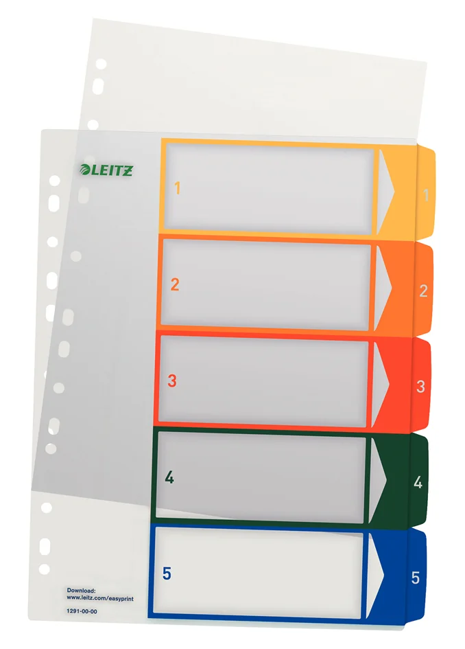 LEITZ Intercalaires en plastique, numéroté, format A4 extra - OEM 1291-00-00