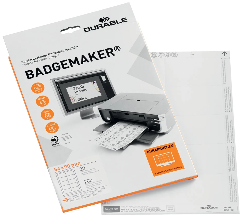 DURABLE Planche d'impression pour badges, 90 x 60 mm, blanc - OEM 1456-02 – Image 3