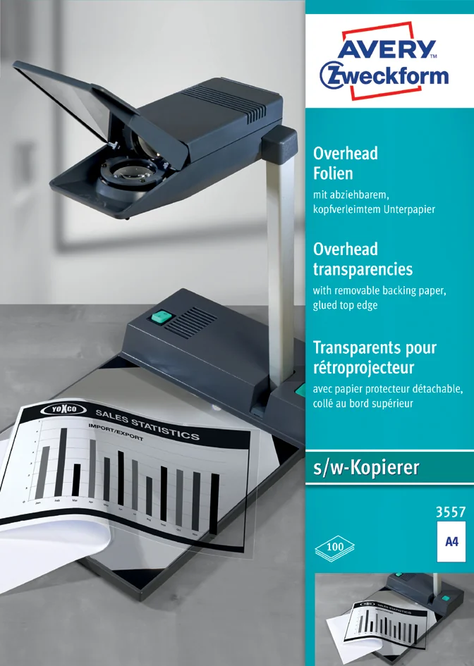AVERY Zweckform Transparents pour rétroprojecteur, A4 - OEM 3555