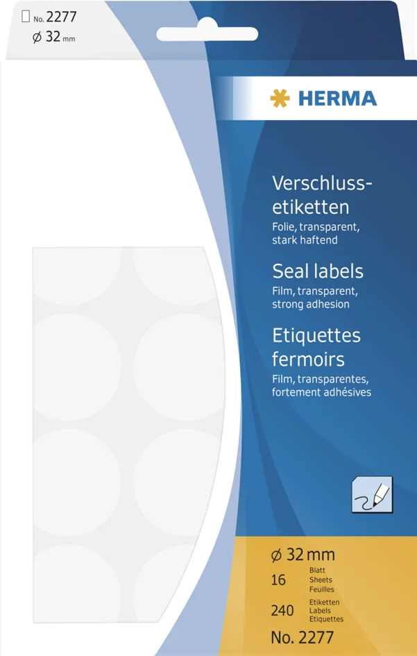 HERMA Etiquette fermoir, diamètre 32 mm, transparent - OEM 2277