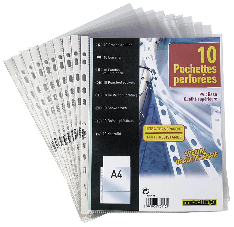 Oxford Pochettes perforées SM3, A4, PVC, transparent - OEM 100206961
