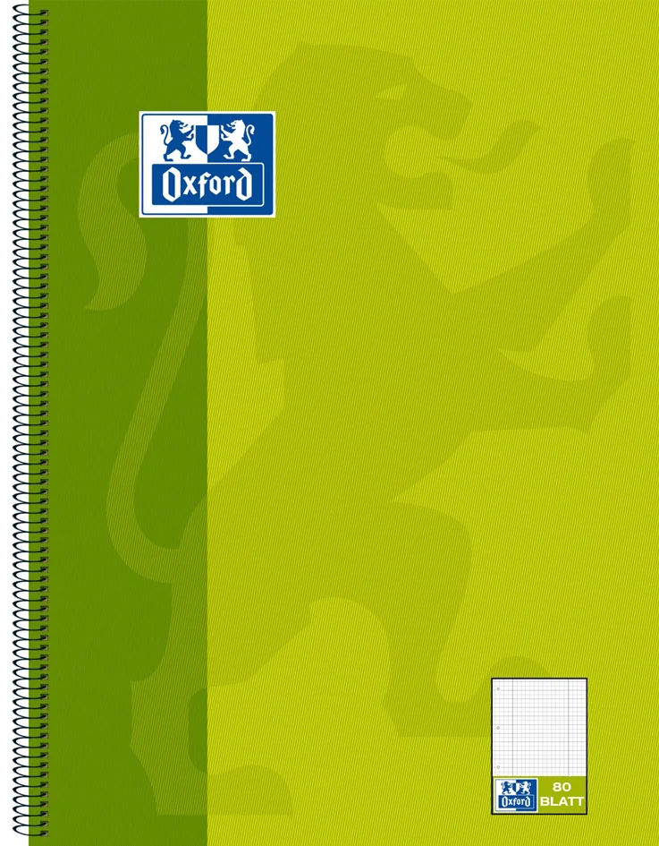 Oxford cahier à spirale 'KarLi', format A4+, vert, 160 pages - OEM 100050362