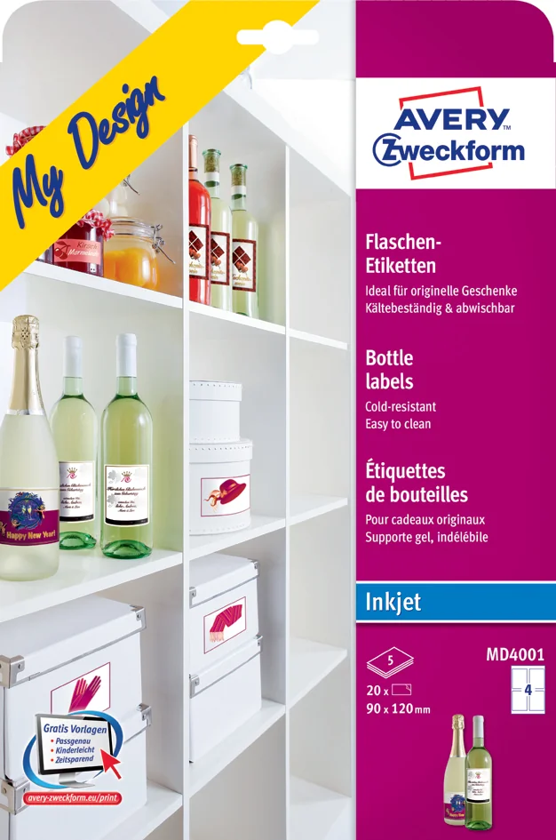 AVERY Zweckform My Design Etiquette de bouteilles, jet encre - OEM MD4001
