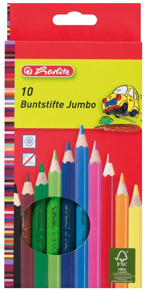 herlitz Crayons de couleur Jumbo, hexagonal, étui en carton - OEM 300000653