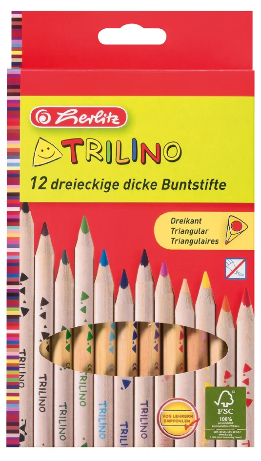 herlitz Crayon de couleur triangulaire Trilino, étui de 12 - OEM 300000630