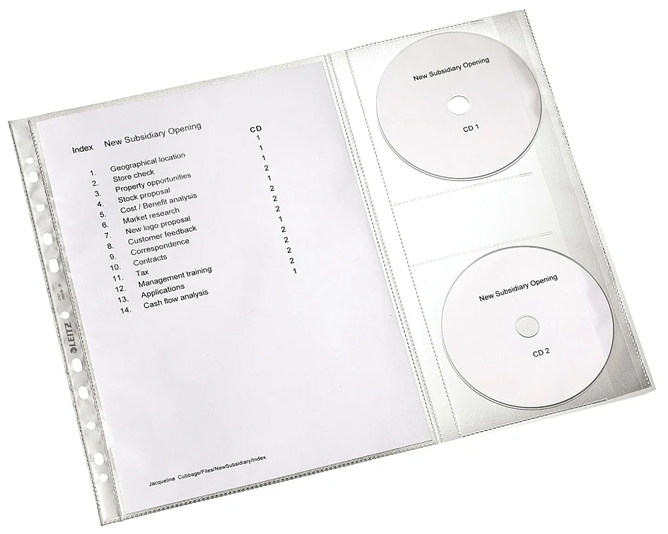 LEITZ Pochette perforée avec rabat CD, A4, PP, 0,12 mm - OEM 4761-30-03