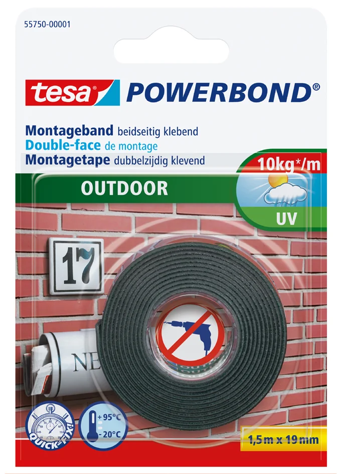 tesa Adhésif de montage Powerbond OUTDOOR, 19 mm x 5 m - OEM 55751-00001-03