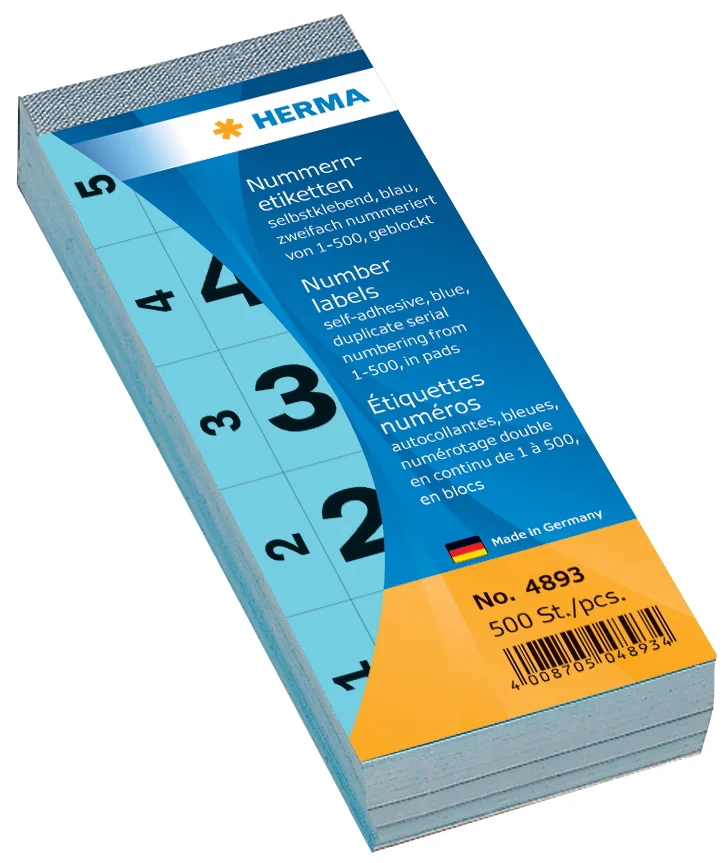 HERMA étiquettes numéros, autocollant, 28 x 56 mm, jaune - OEM 4891