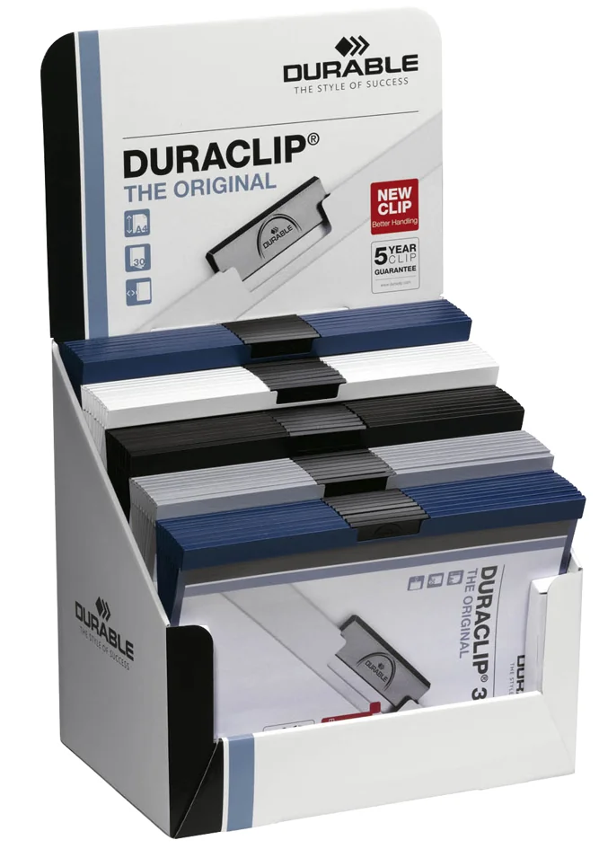 DURABLE Chemise à clip DURACLIP ORIGINAL 30, présentoir - lot de 50 - OEM 2985-00