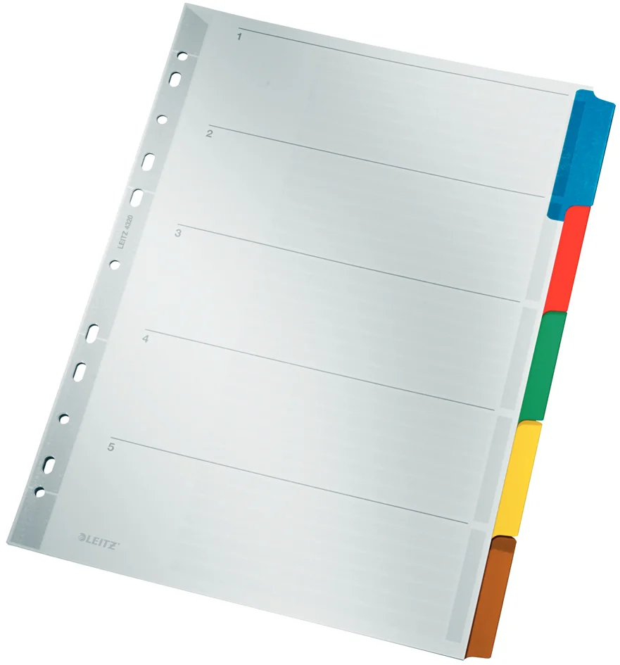 LEITZ Intercalaires en carton mylar, blanc, A4, gris, 10 - OEM 4321-00-00