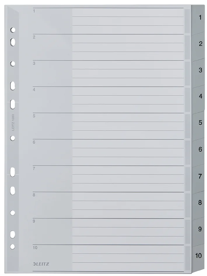 LEITZ Intercalaires en plastique, numéroté, format A4 extra - OEM 1281-00-00