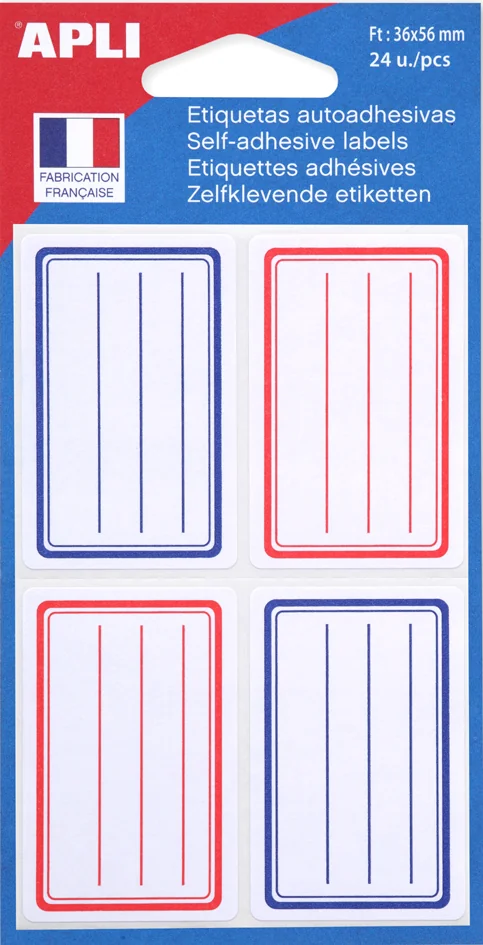APLI Etiquettes pour livre, 33 x 53 mm, lignées, blanc/bleu - OEM 111934
