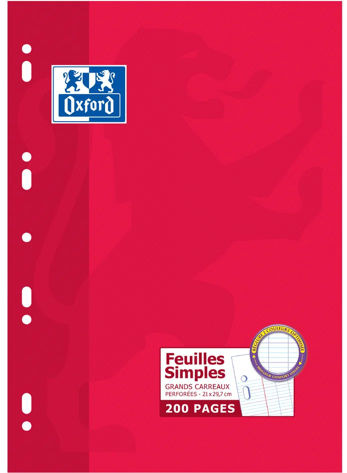Oxford Feuilles simples perforées, A4, séyès - OEM 100105664