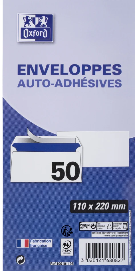 Oxford Enveloppes Velin, C6, blanc, sans fenêtre - OEM 100103572