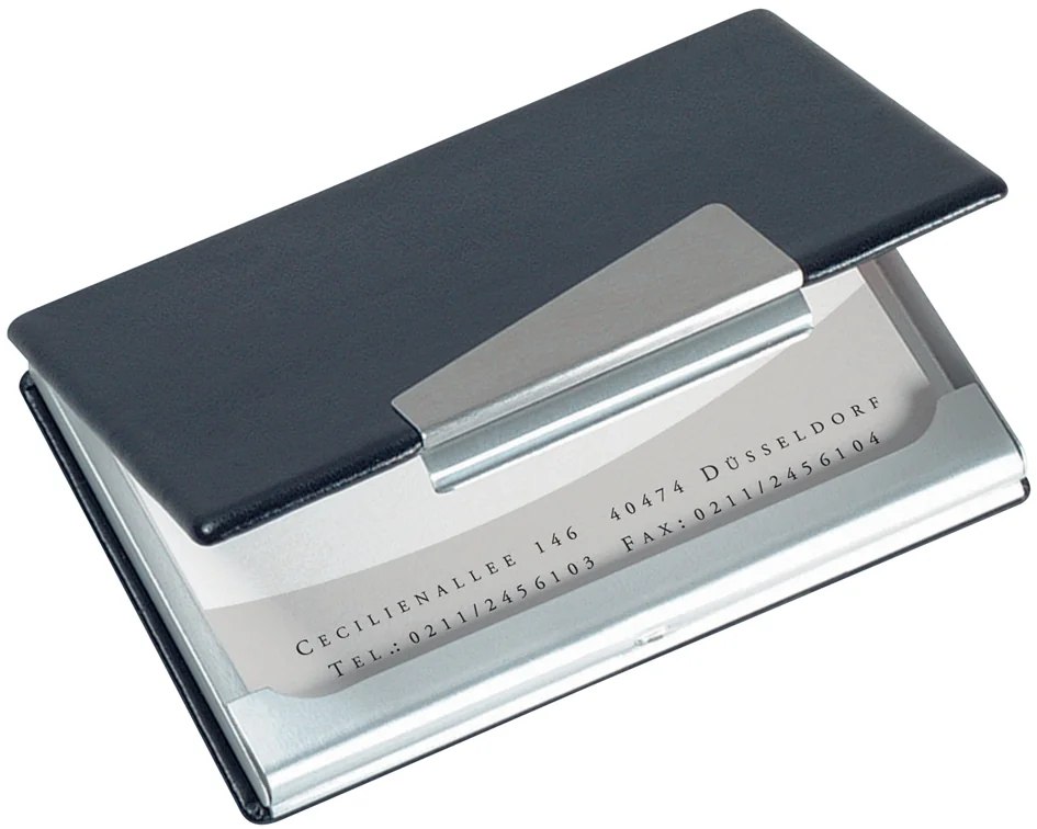 sigel étui pour cartes de visite 'aluminium/imitation cuir' - OEM VZ131