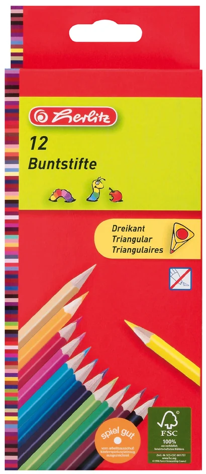 herlitz Crayons de couleur triangulaires, étui carton de 6 - OEM 300000627