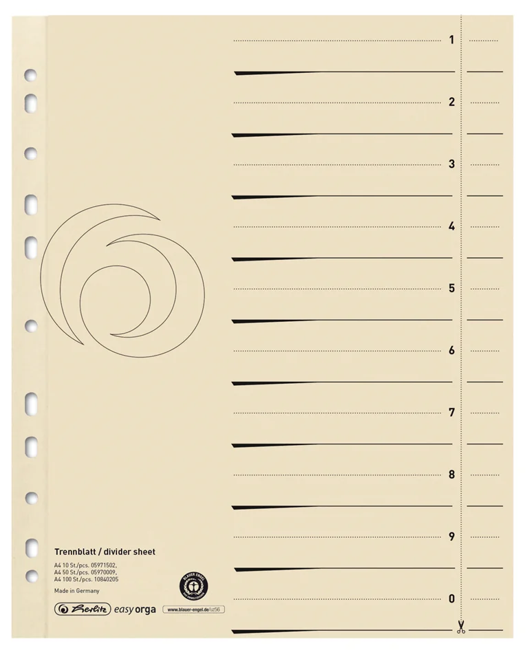 herlitz Intercalaires, A4 extra large, en carte lustrée - OEM 300007330