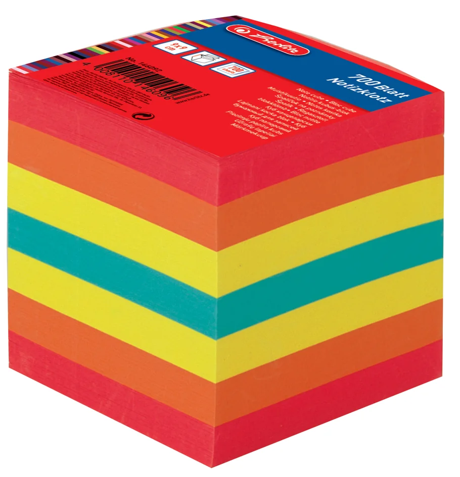 herlitz Bloc-notes cube, 90 x 90 mm, 80 g/m2, coloré - OEM 300003735