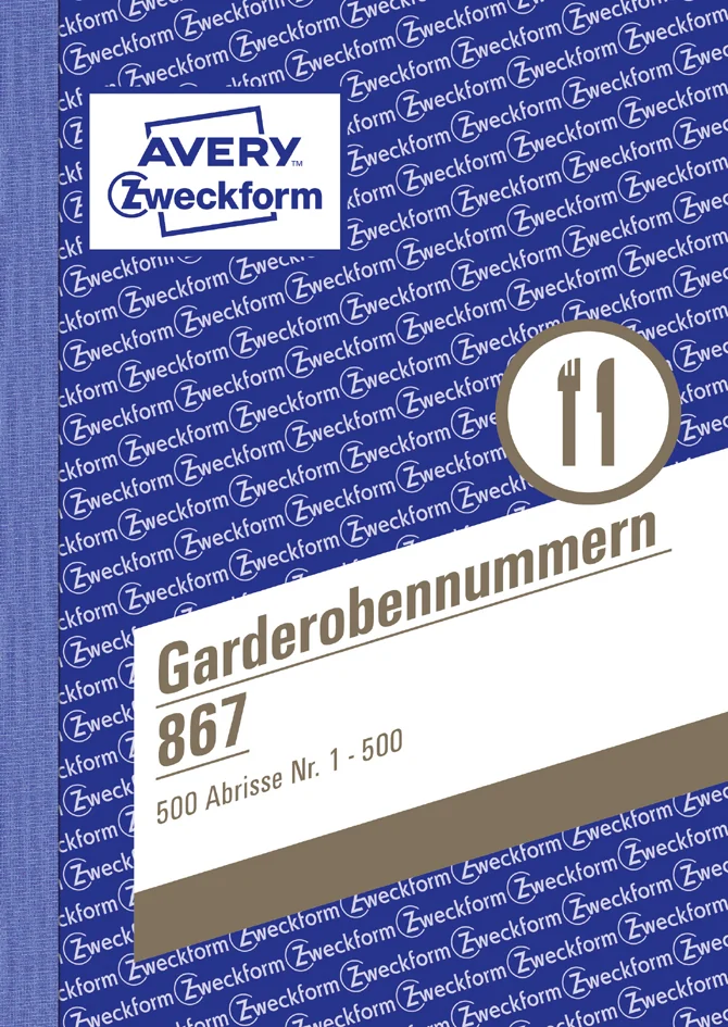 AVERY Zweckform bloc de numérotation 'numéro garderobe' - OEM 867