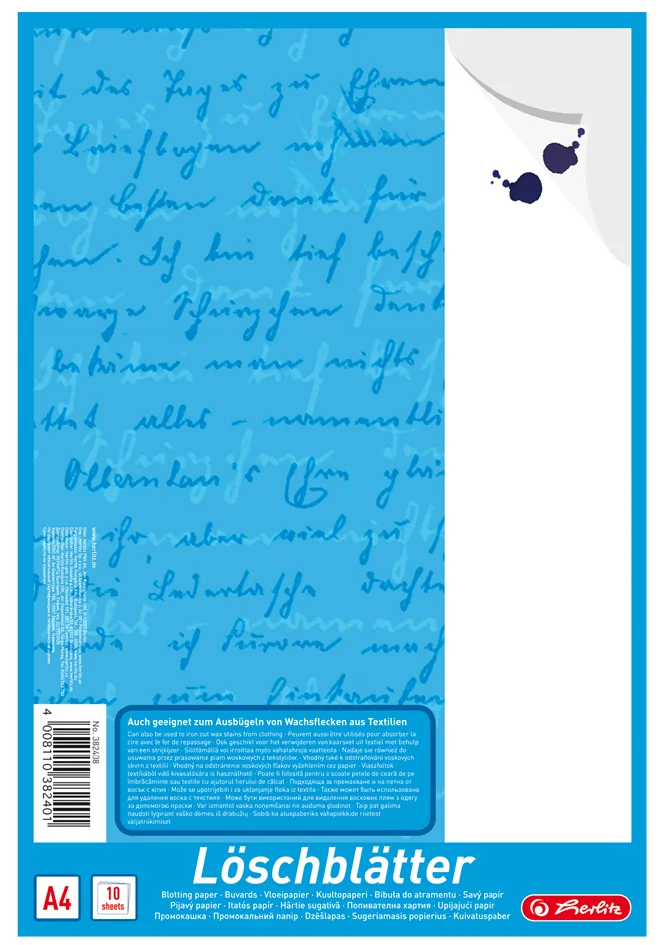 herlitz Bloc de papier buvard au format A4, 80 g/m2, blanc - OEM 300004234