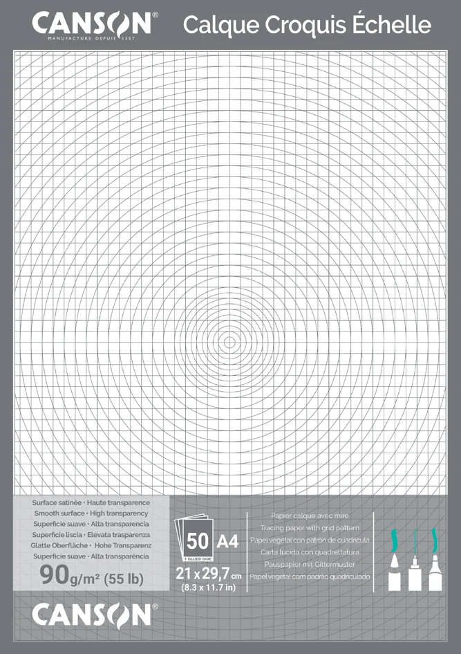 CANSON Papier calque pour dessin technique, A4, 90/95 g/m2 - OEM C200017143