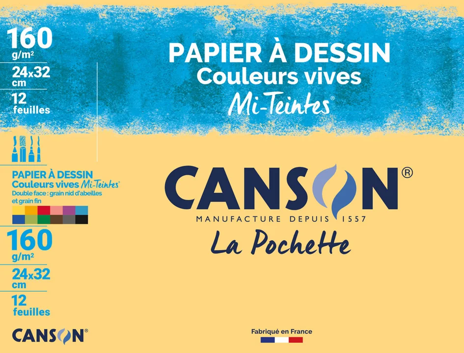 CANSON Papier dessin Mi-teintes, 240 x 320 mm, assorti - OEM C200002789