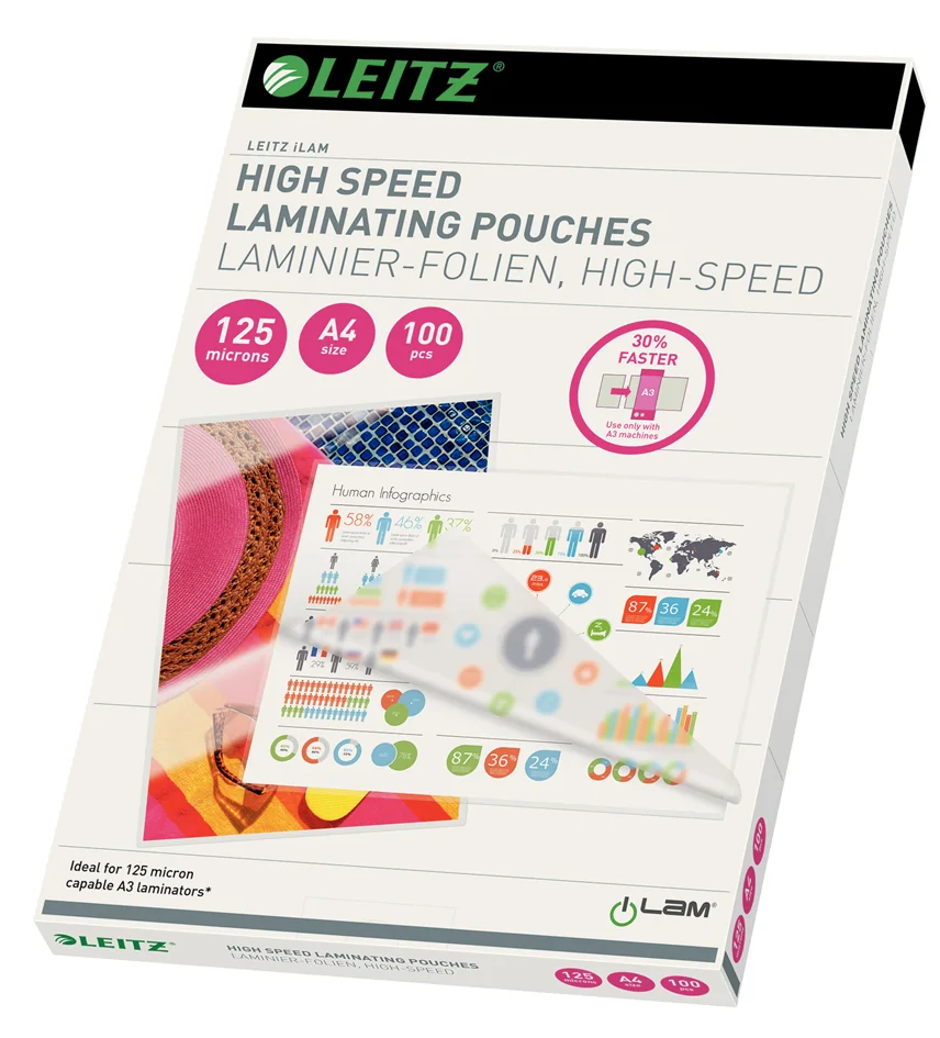 LEITZ Pochette de plastification Speed, A4, brillant, 250 - OEM 7430-00-02