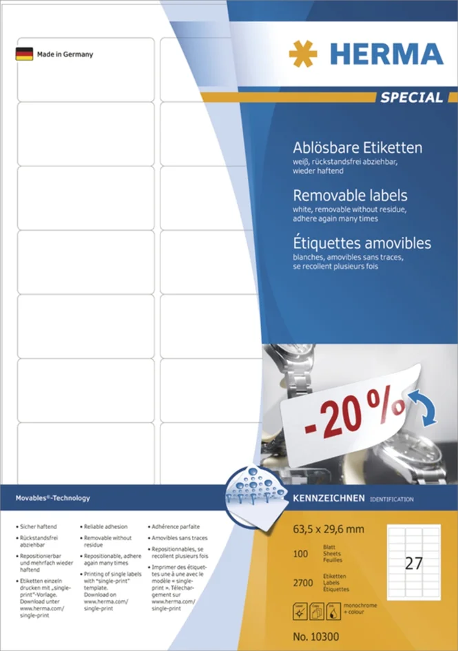 HERMA Etiquette universelle SPECIAL, diamètre: 40 mm, blanc - OEM 4476