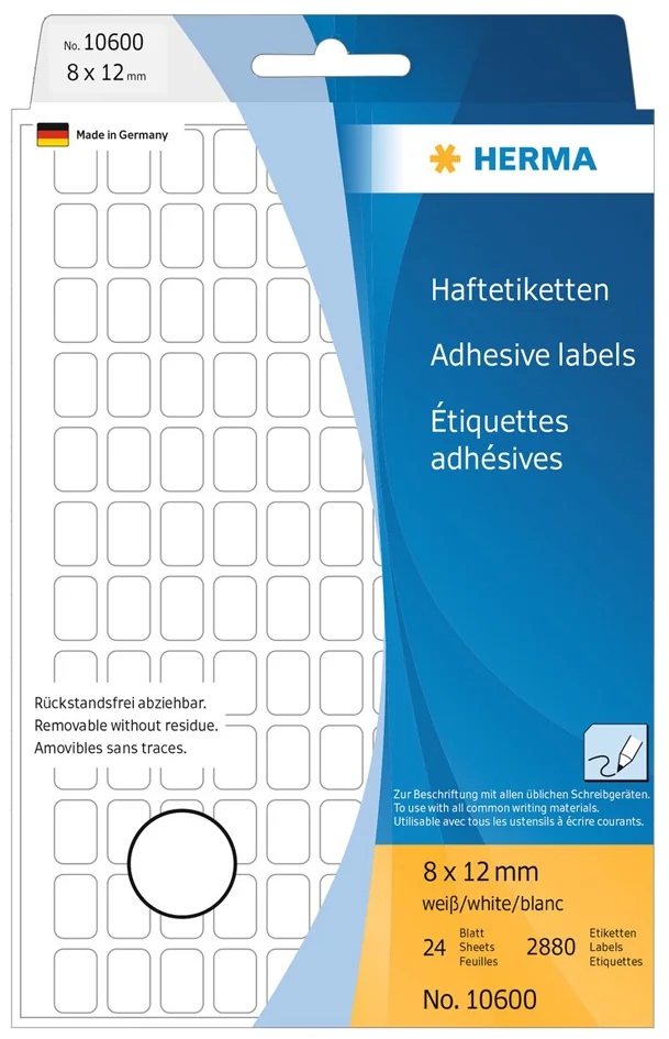 HERMA Étiquette multi-usage, 8x12 mm, inscriptible à la main - OEM 10600