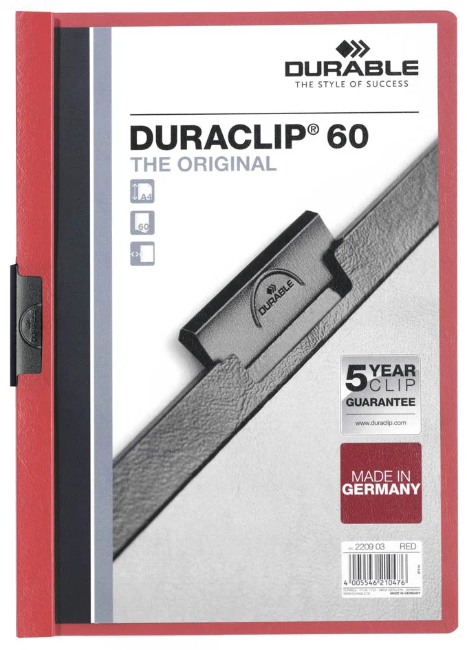 DURABLE Chemise à clip DURACLIP ORIGINAL 60, A4, jaune - lot de 25 - OEM 2209-04