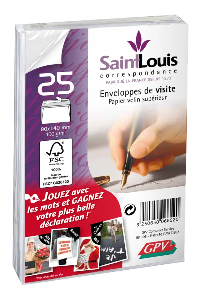 GPV Enveloppes de visite Saint Louis, 90 x 140 mm, blanc - OEM 6652